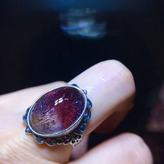 天然パープルルチル スーパーセブン リング s925 18.1*12.8mm-