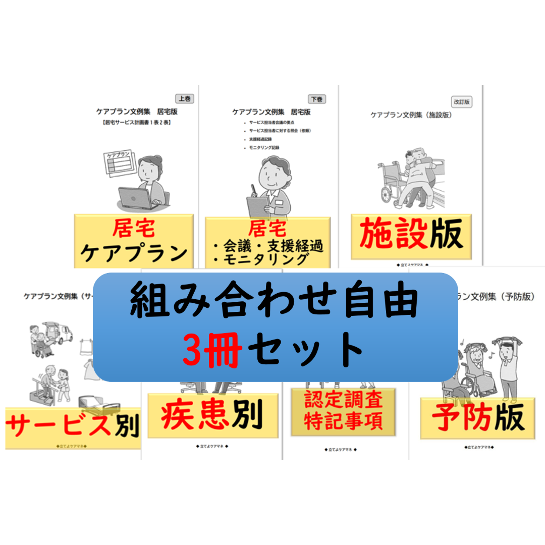 （3冊セット）ケアプラン文例【組み合わせ自由】