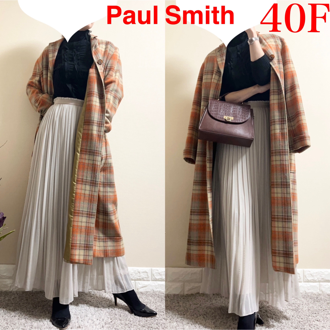 Paul Smith ポールスミス　高級　ウール　チェック　ロングコート　40F | フリマアプリ ラクマ