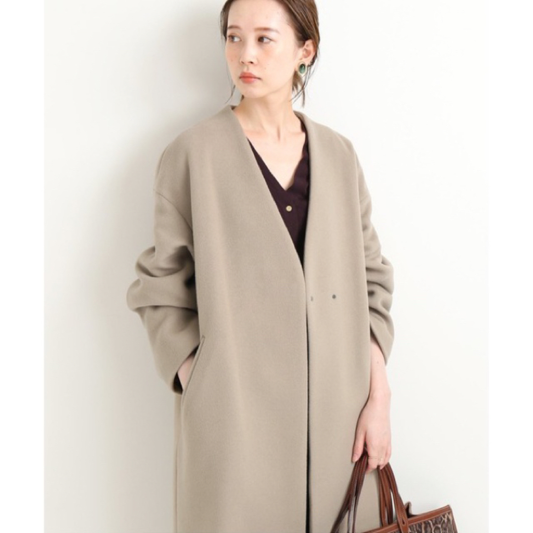 IENA　19AW　MANTECOノーカラーコート　サイズ34　マンテコ