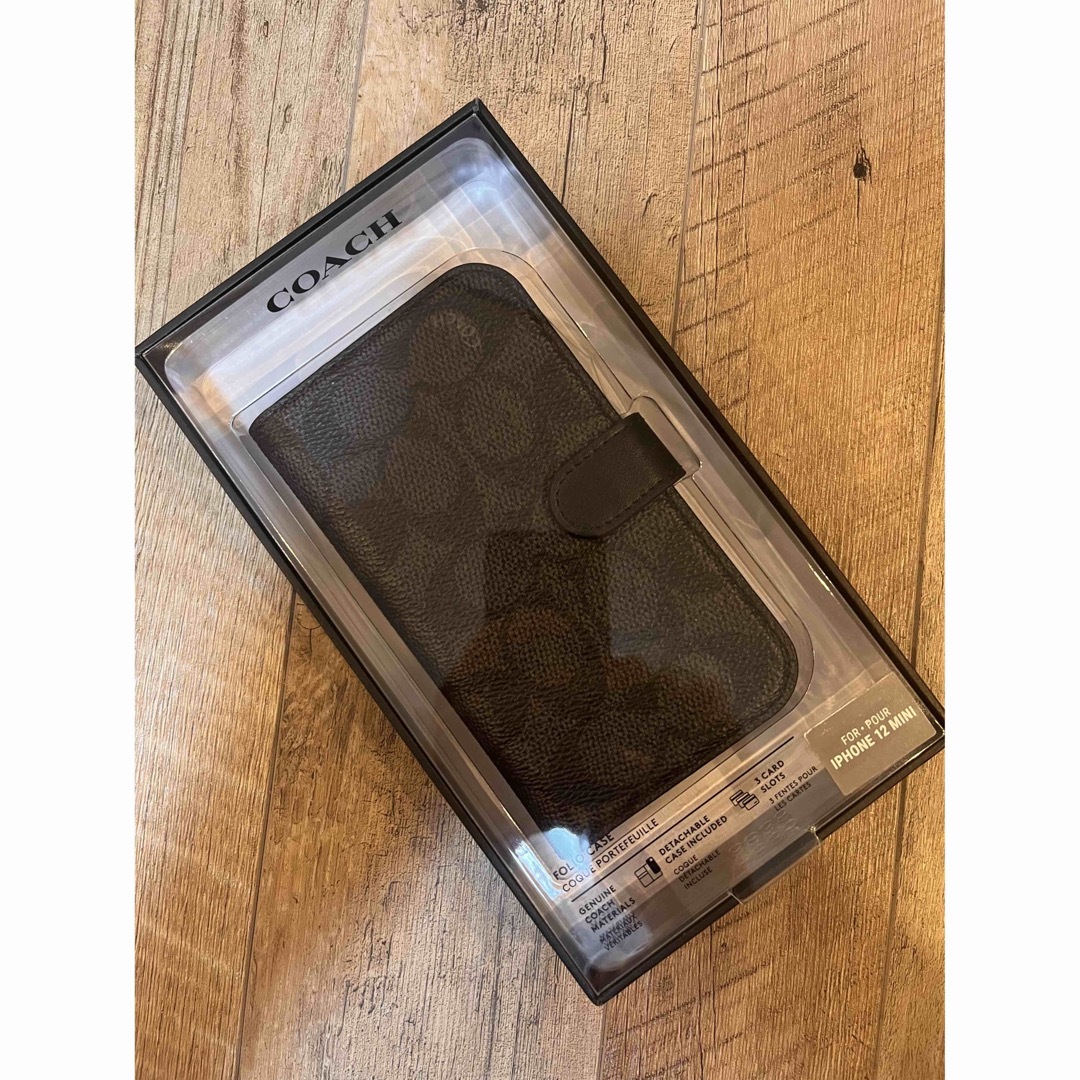 新品　COACH iPhone12 mini カバー 手帳型 ブラック コーチ