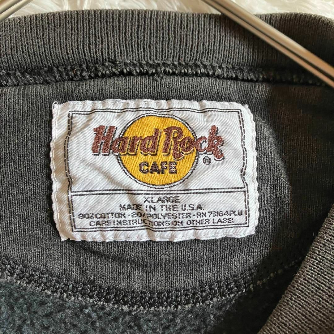 Hard Rock CAFE(ハードロックカフェ)の【入手困難】ハードロックカフェ　スウェットトレーナー　USA 90s黒銀　XL メンズのトップス(スウェット)の商品写真