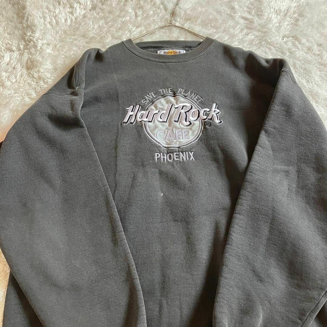 Hard Rock CAFE(ハードロックカフェ)の【入手困難】ハードロックカフェ　スウェットトレーナー　USA 90s黒銀　XL メンズのトップス(スウェット)の商品写真