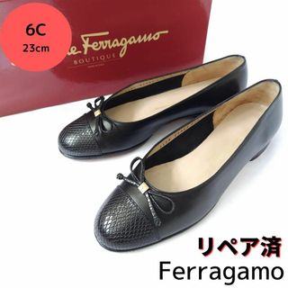 Salvatore Ferragamo ローヒール ヴァラリボン 23.5センチ