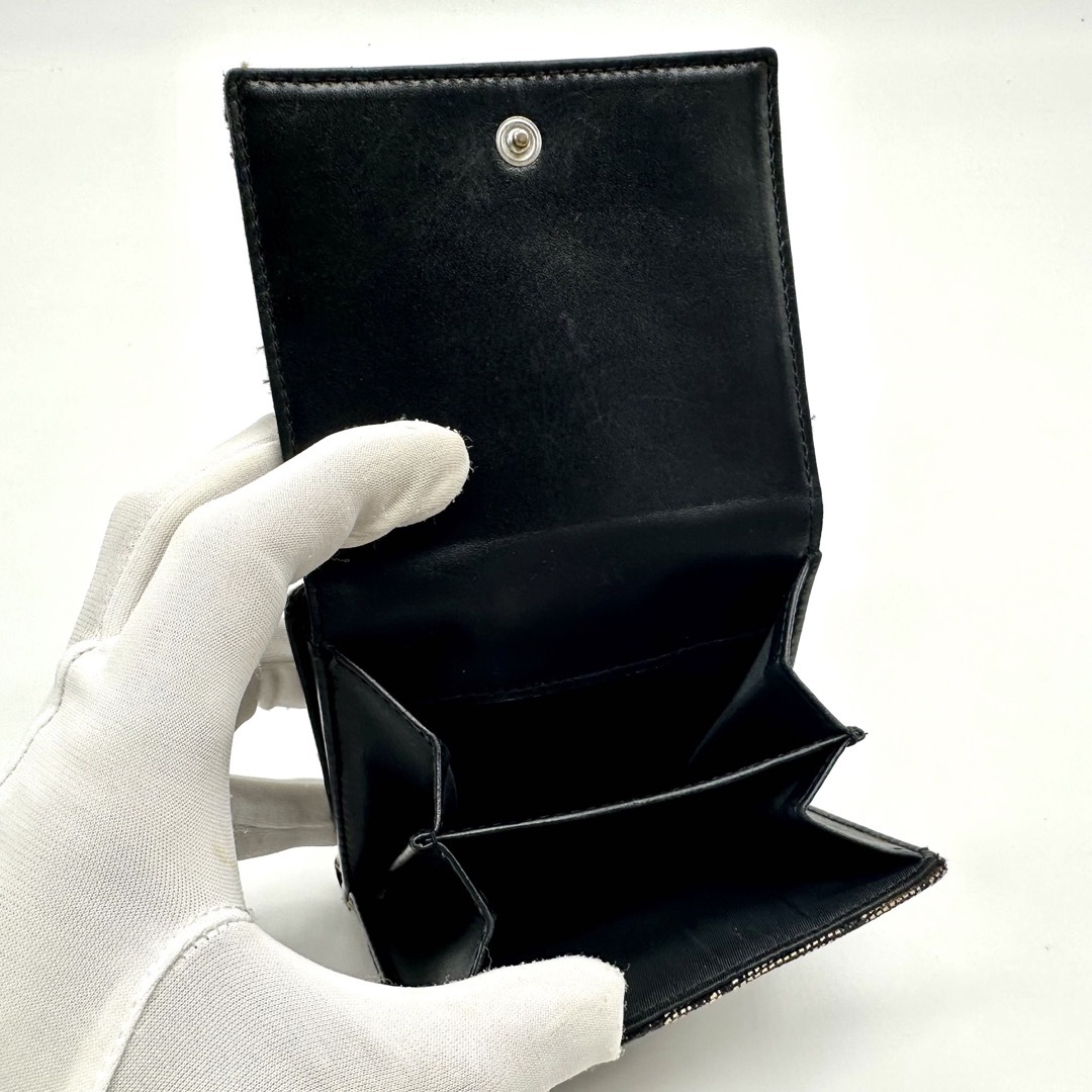 ディオール トロッター CDロゴチャーム 二つ折り財布 ブラック レザー