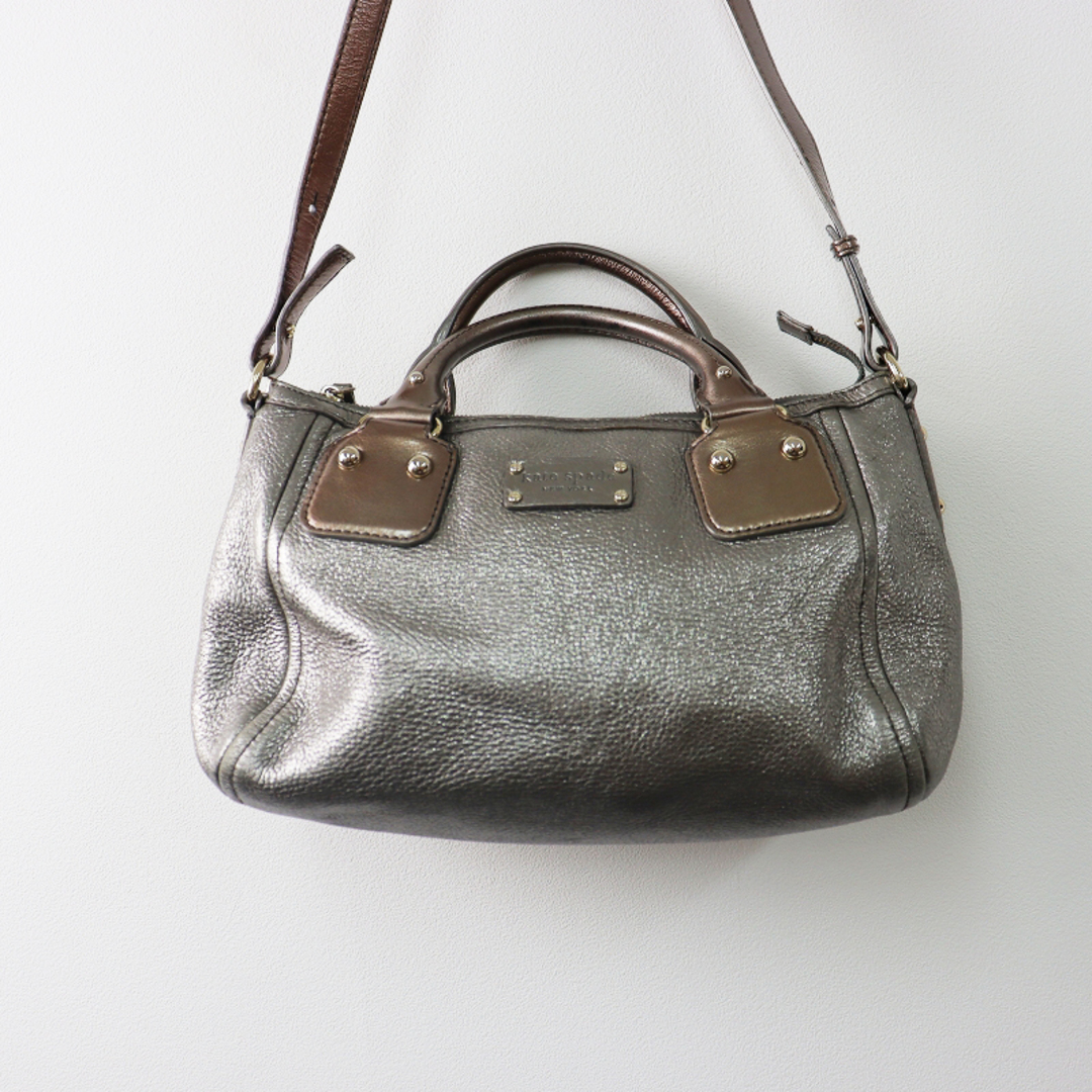 ケイトスペード kate spade 2way トートバッグ ショルダーバッグ/グレー メタリック ラメ ジップ【2400013518918】 2