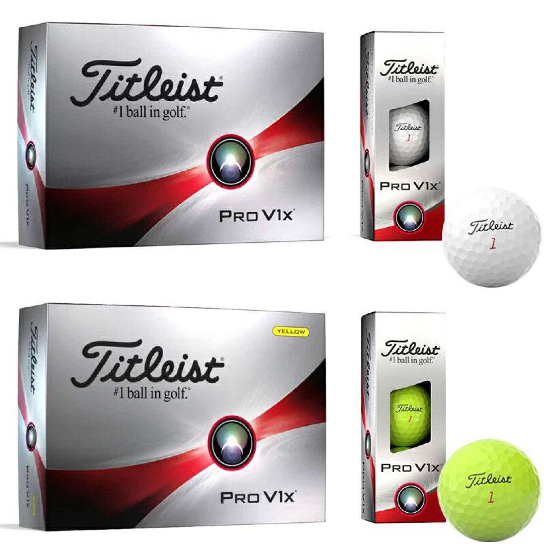 タイトリスト PRO V1x  ゴルフボール 1ダース 12球入り  イエロー