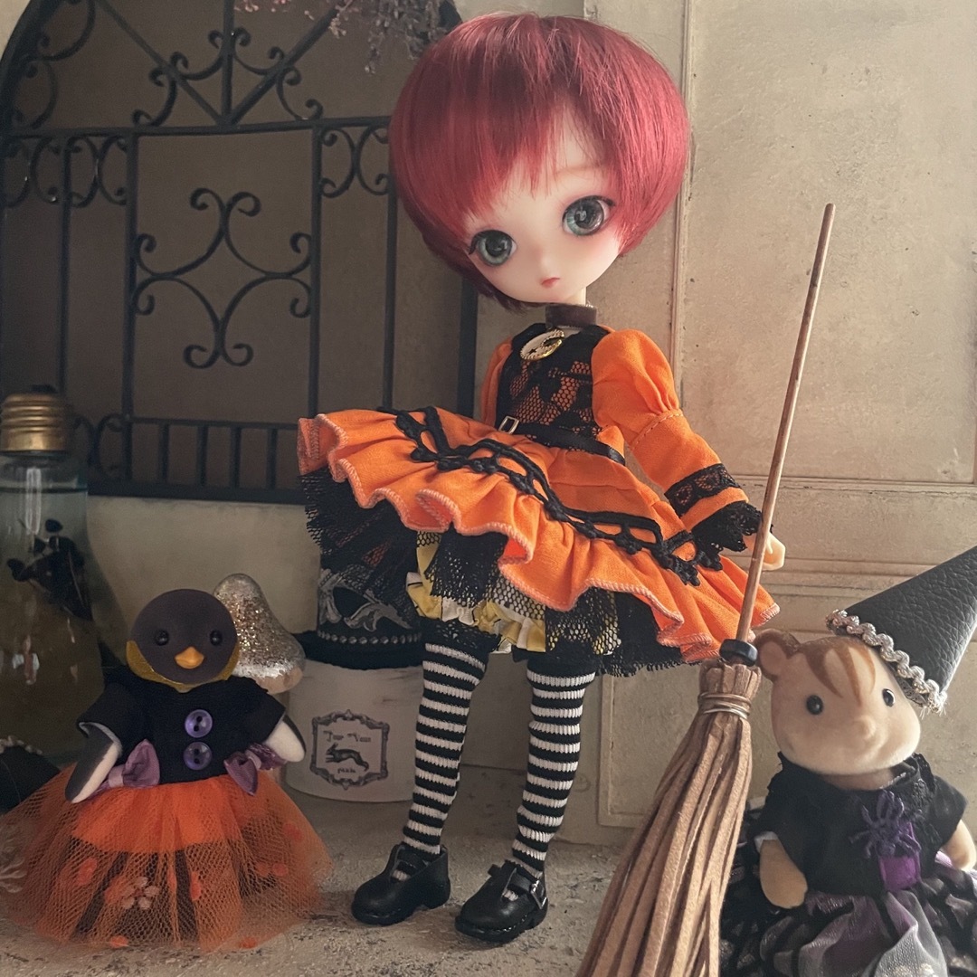 ハルモニアブルーム　ミディブライス　アウトフィット　ハロウィンオレンジのワンピ