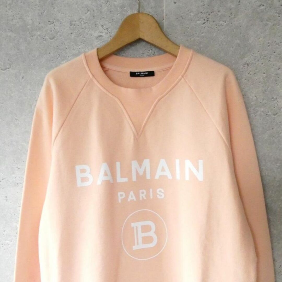 極美品 BALMAIN ロゴプリント ラグランスリーブ スウェットトレーナー