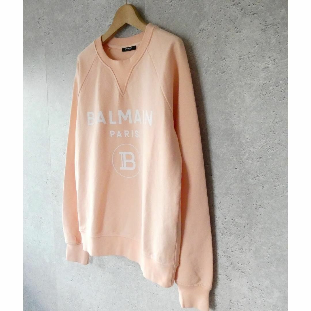 極美品 BALMAIN ロゴプリント ラグランスリーブ スウェットトレーナー