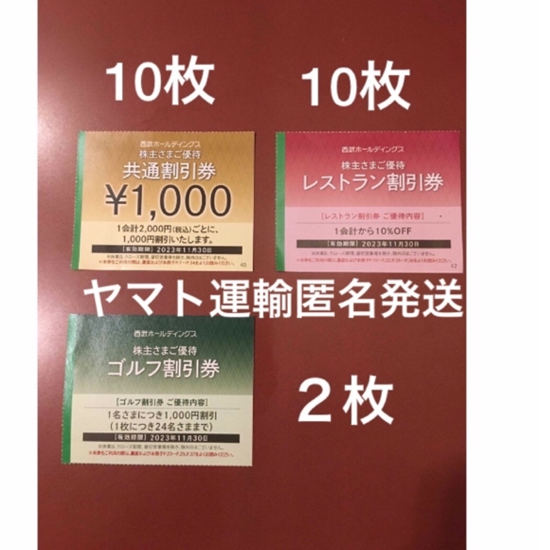 西武ホールディングス 株主さまご優待 共通割引券1000円×10枚