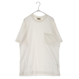 HERMES エルメス Hロゴワンカラーショートスリーブコットンシャツ 半袖Tシャツ 胸ポケット ホワイト