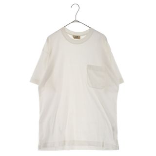 HERMES エルメス Hロゴワンカラーショートスリーブコットンシャツ 半袖Tシャツ 胸ポケット ホワイト