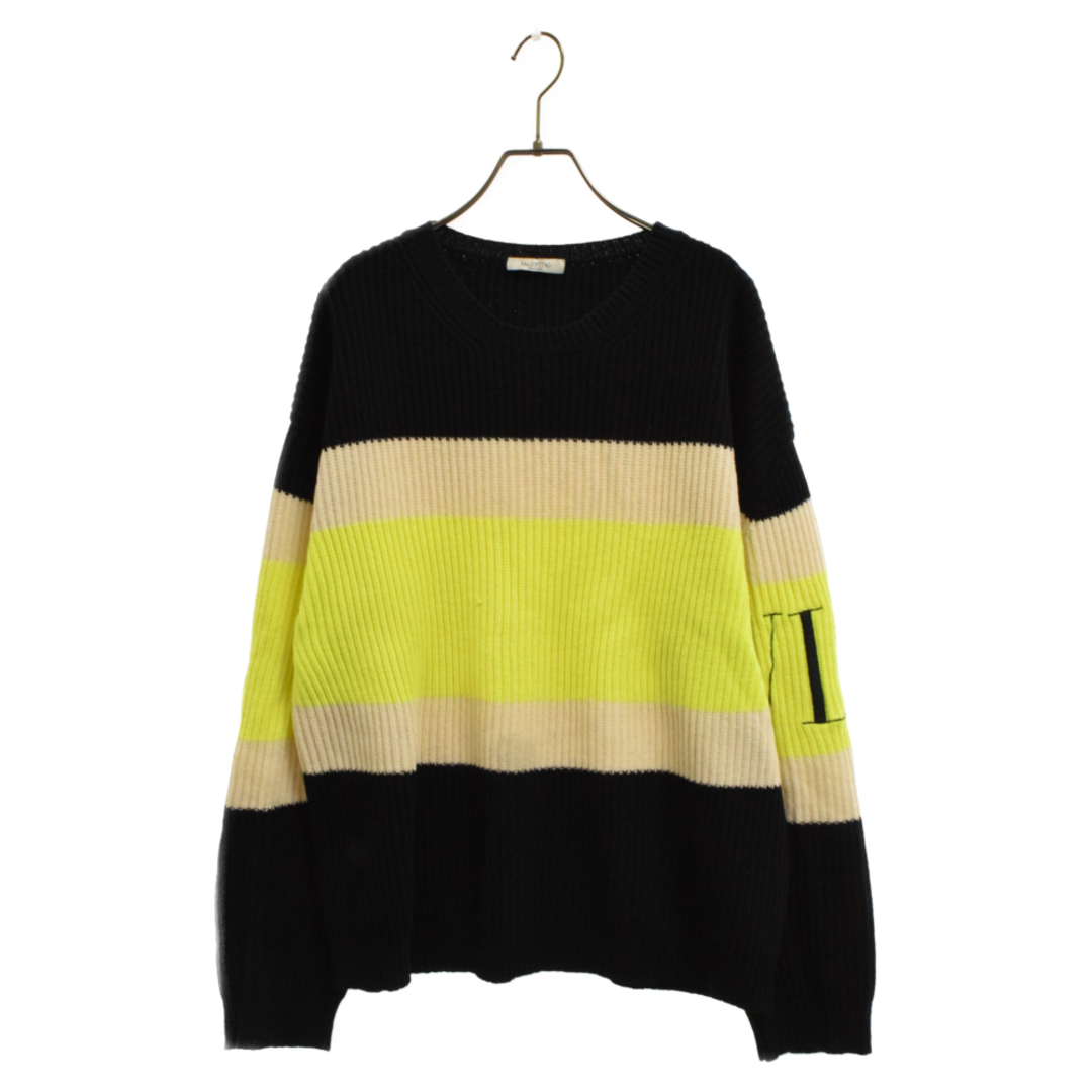 VALENTINO ヴァレンチノ 20AW VLTN LOGO Knit Sweater アームロゴニット長袖セーター ブラック/イエロー  UV3KC10B6NB | フリマアプリ ラクマ