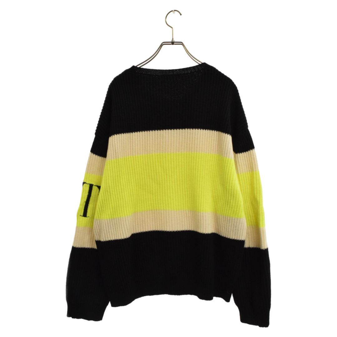 VALENTINO ヴァレンチノ 20AW VLTN LOGO Knit Sweater アームロゴニット長袖セーター ブラック/イエロー  UV3KC10B6NB