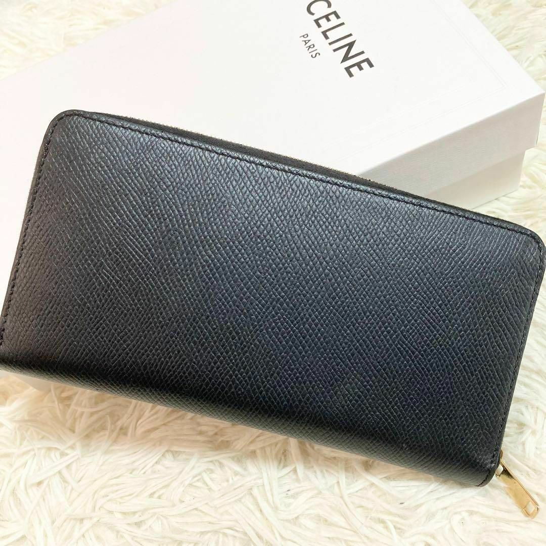 極美品 現行ロゴ セリーヌ ラージ ジップドウォレット 長財布 黒色