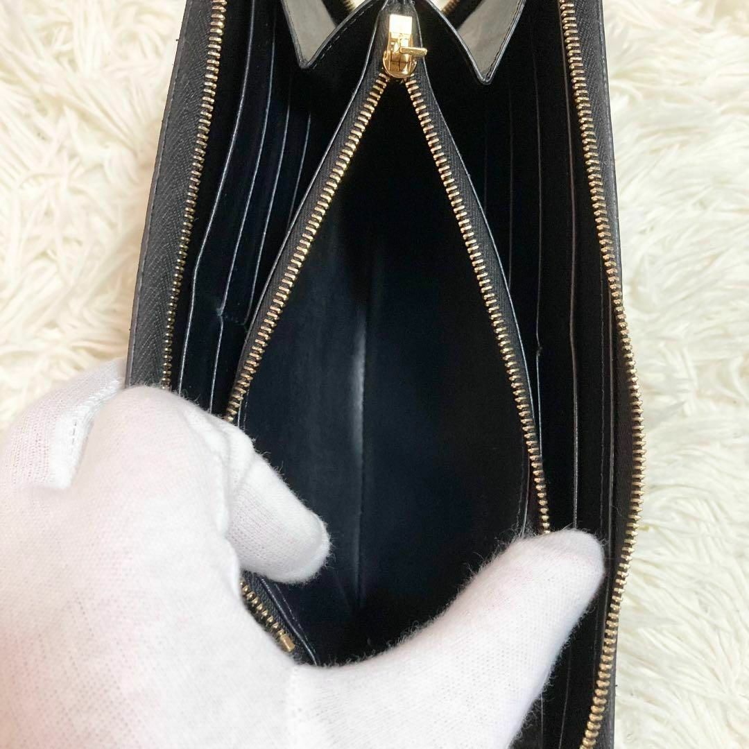 極美品 現行ロゴ セリーヌ ラージ ジップドウォレット 長財布 黒色