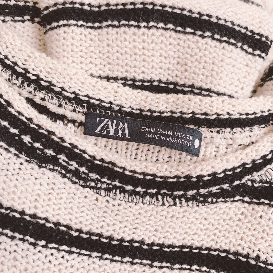 ZARA(ザラ)のZara ザラ ストライプ柄ラスティックセーター サマーニット レディースのトップス(ニット/セーター)の商品写真