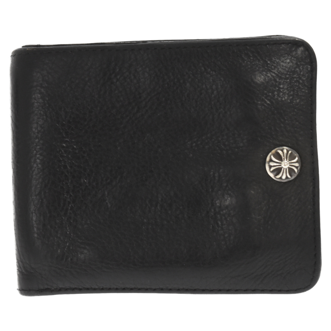 CHROME HEARTS クロムハーツ 1SNAP CROSS BALL BUTTON WALLET 1スナップクロスボールボタンウォレット 二つ折り財布 レザー ブラック