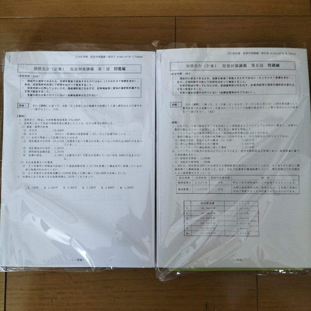 東京CPA　令和６年(2024年)合格目標　短答式対策レジュメ一式