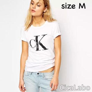 カルバンクライン(Calvin Klein)の【新品】カルバンクライン ジーンズ ロゴ Tシャツ ホワイト M(Tシャツ(半袖/袖なし))