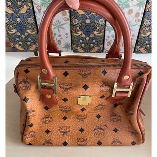 MCM ミニボストンバッグ 2way ハンドバッグ 斜め掛け◎ ブラウン