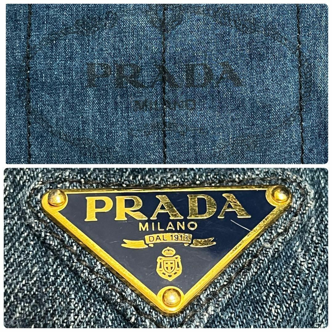 【美品】 PRADA カナパデニム バッグ 商品タグ有り 購入カード付