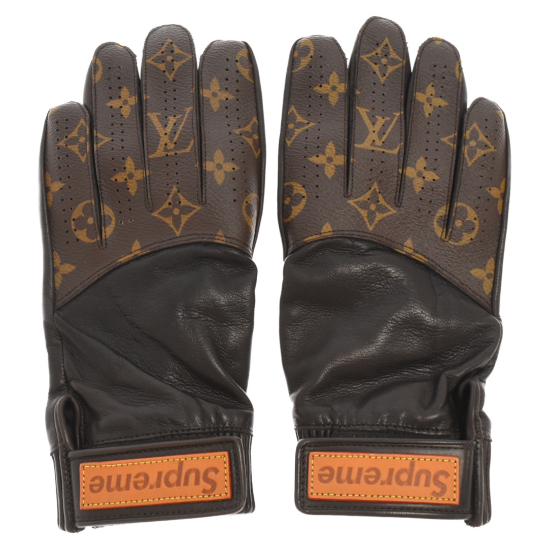 LOUIS VUITTON ルイヴィトン 17AW×Supreme Monogram Leather Gloves シュプリーム モノグラム レザー グローブ 手袋 ブラウン MP1893