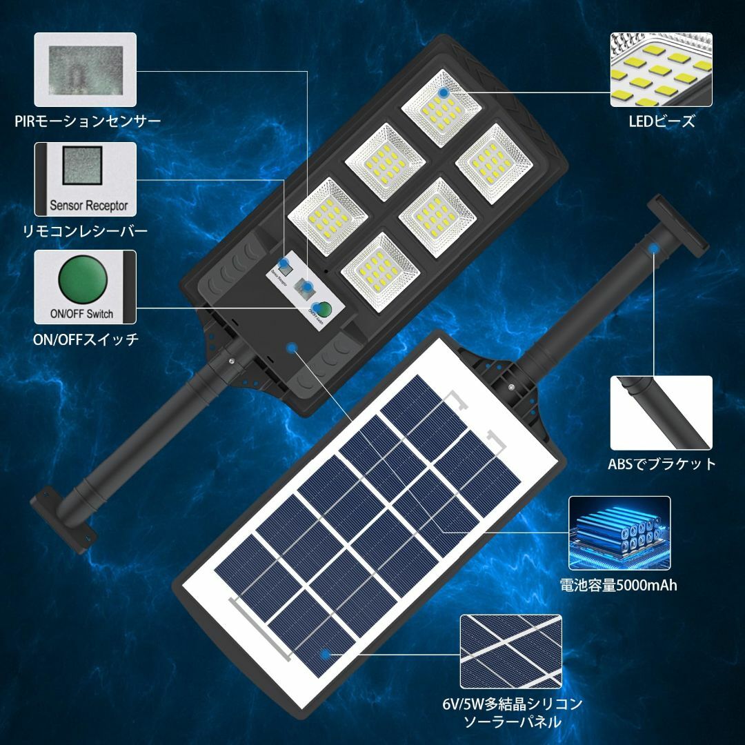 在庫セール】A-ZONE 人感センサーライト 防水 照明 150W 太陽光発電 ライト/ランタン