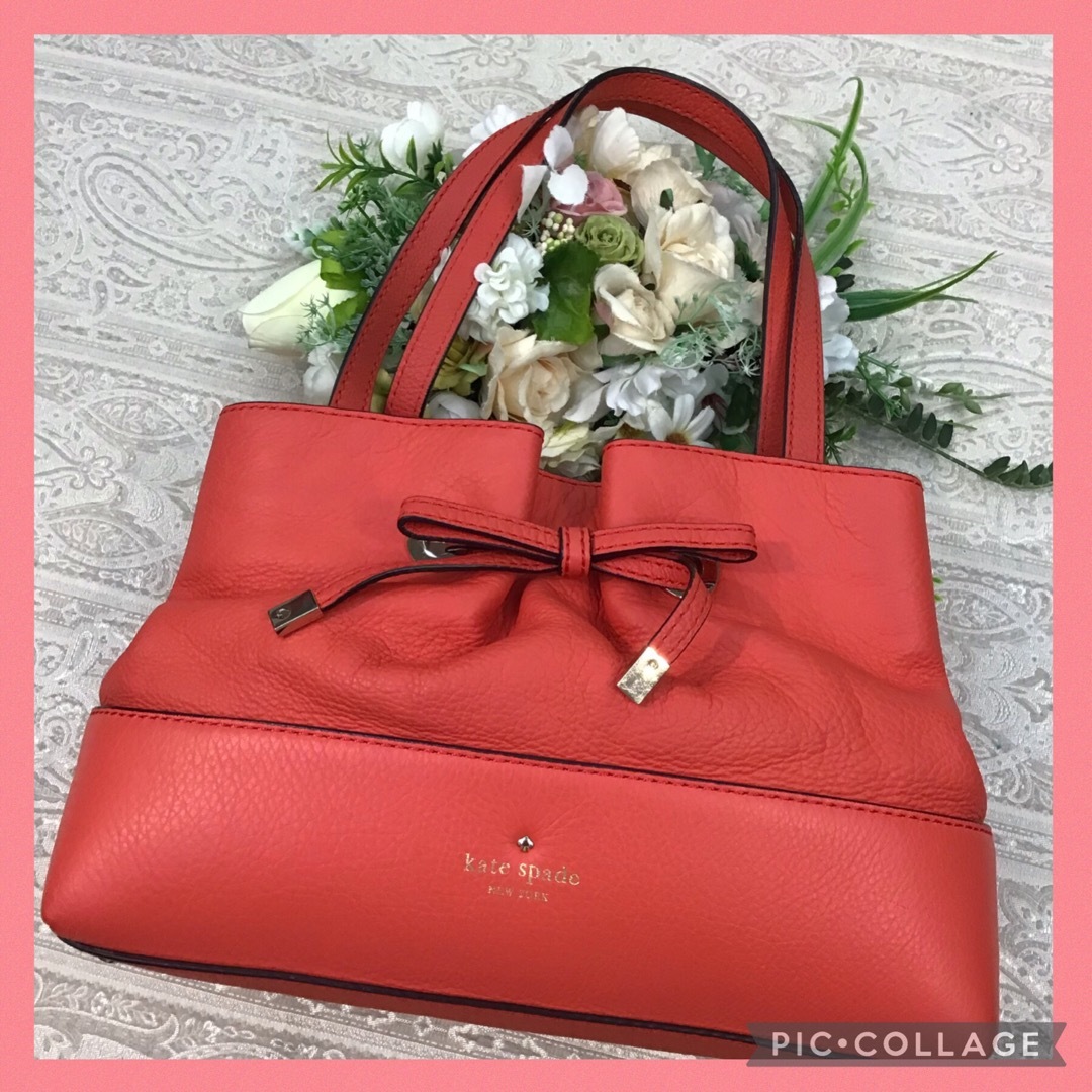 30㎝マチ????　Kate spade ケイトスペード　レザーバッグ　オレンジ