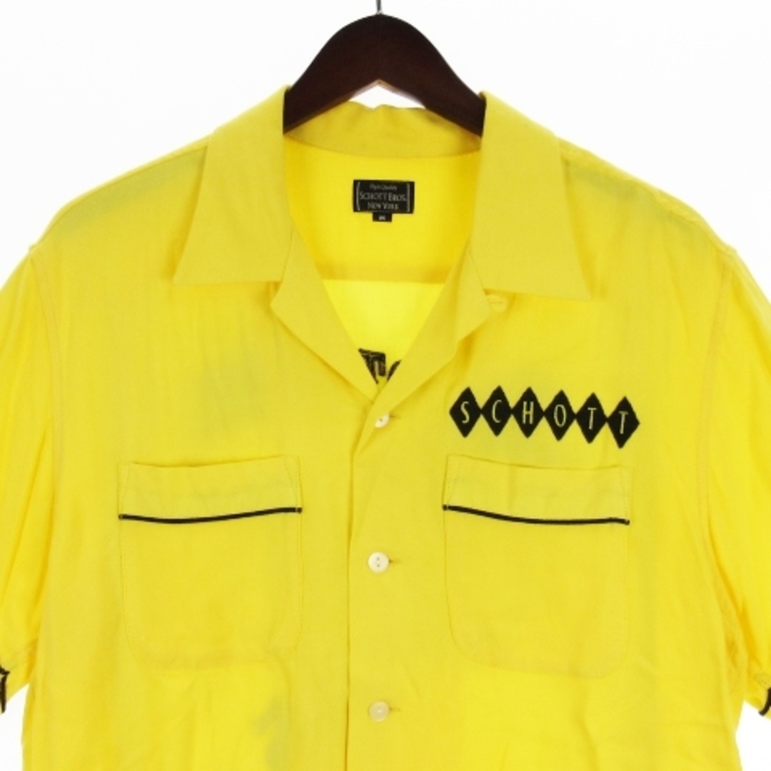 schott(ショット)のショット ボーリングシャツ 半袖 刺繍 3185002 イエロー M メンズのトップス(シャツ)の商品写真
