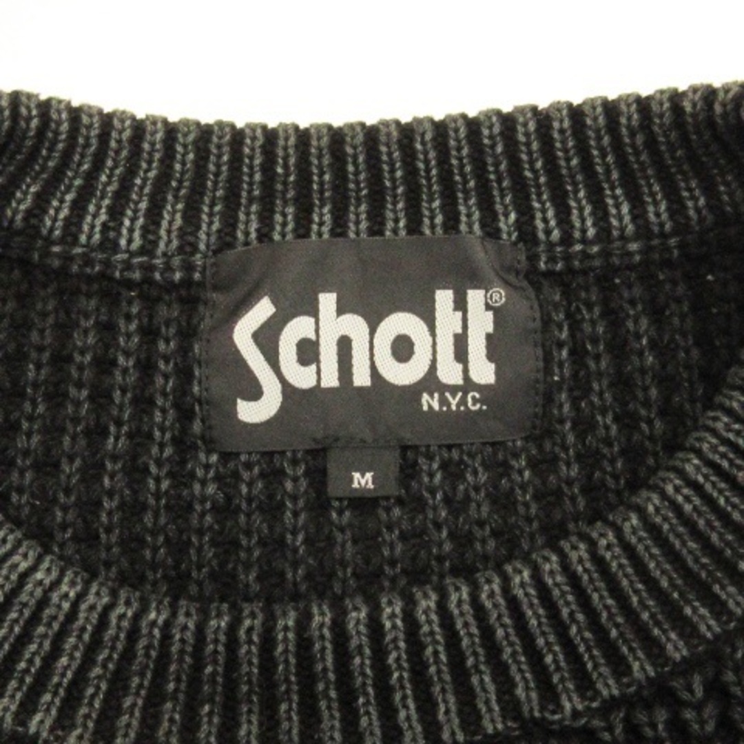 schott(ショット)のショット SCHOTT ニット セーター 長袖 畔編み ブラック M メンズのトップス(ニット/セーター)の商品写真