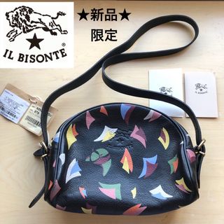 イルビゾンテ(IL BISONTE)の★新品★イルビゾンテ　限定　ワニーコレクション　ショルダーバッグ　黒×プリント(ショルダーバッグ)