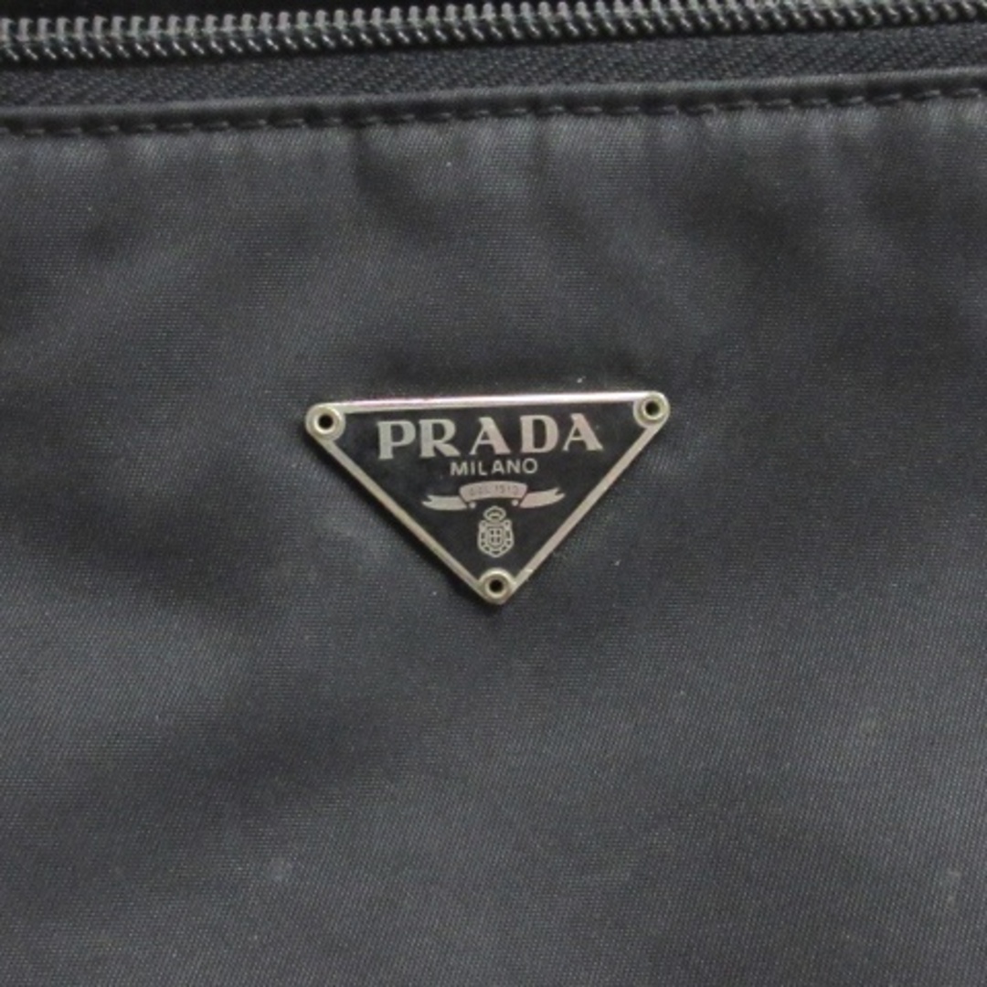 プラダ PRADA 三角プレート ナイロン ポーチ ハンドバッグ ブラック