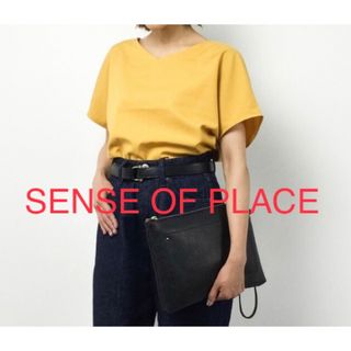 センスオブプレイスバイアーバンリサーチ(SENSE OF PLACE by URBAN RESEARCH)のSENSE OF PLACE  Vネックブラウスカットソーフリーサイズ  黄色系(カットソー(半袖/袖なし))