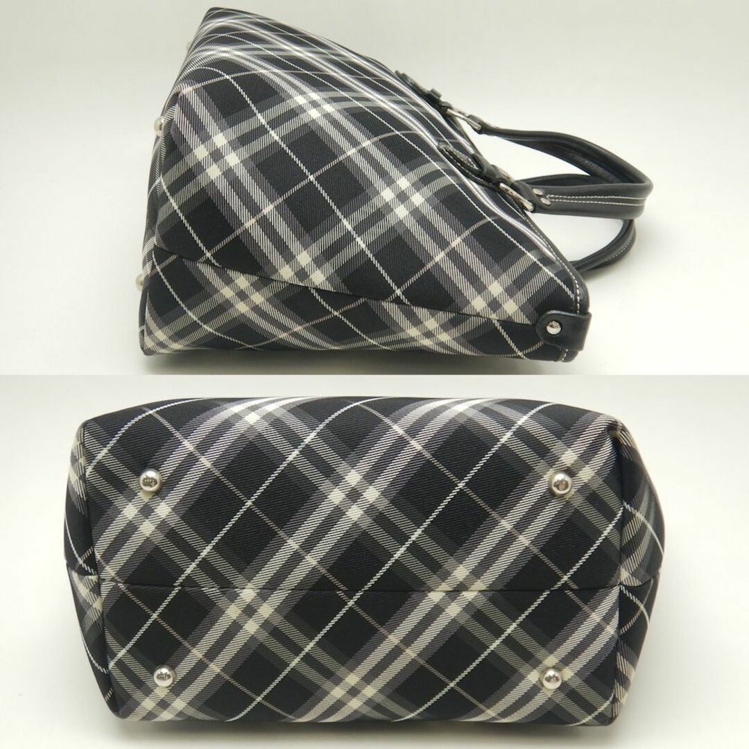 BURBERRY BLUE LABEL(バーバリーブルーレーベル)のBURBERRY BLUE LABEL バーバリー ブルーレーベル トートバッグ トートバッグ チェック柄 ナイロンxレザー  ブラック ホワイト/250997【中古】 レディースのバッグ(トートバッグ)の商品写真