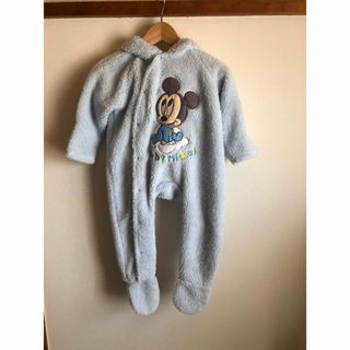 ディズニー(Disney)の【Disney baby】ミッキーブルー　ふわふわ　カバーオール　50〜80(カバーオール)