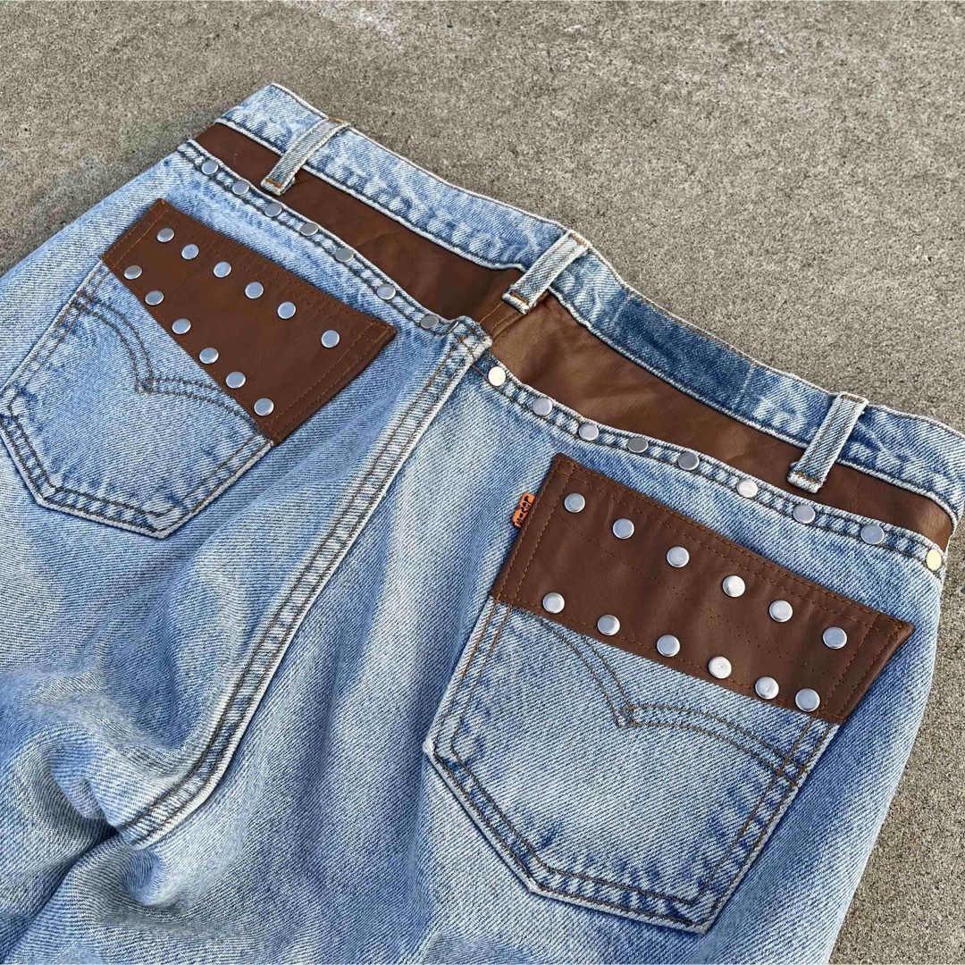 vintage Levi's リーバイス リメイクデニム レザーパンツ スタッズ