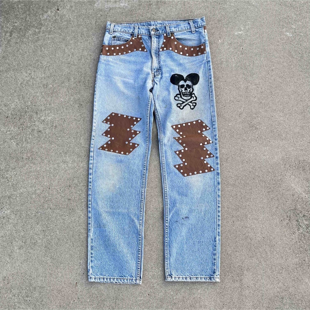 vintage Levi's リーバイス リメイクデニム レザーパンツ スタッズ | フリマアプリ ラクマ