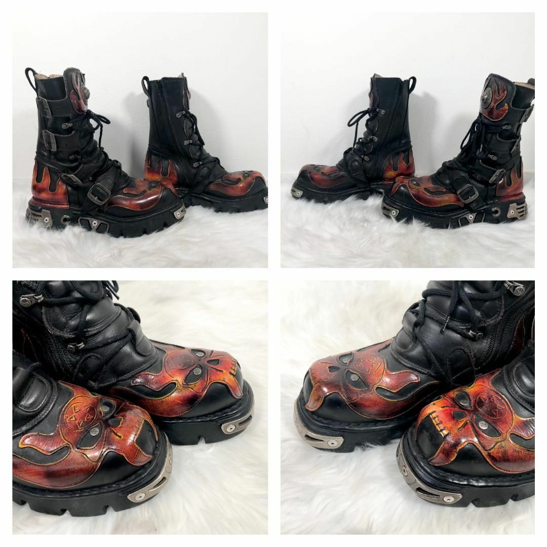 NEW ROCK ニューロック 41 厚底 レザー ブーツ-