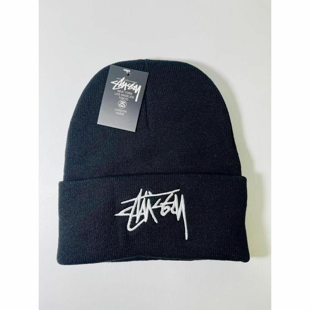 新品 STUSSY ビーニー 人気 ブラック-