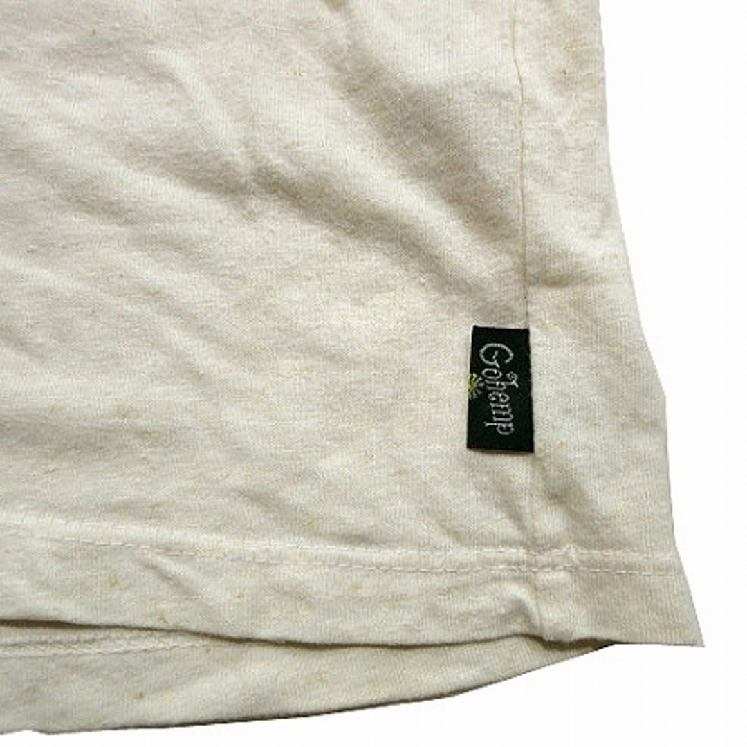 ゴーヘンプ Tシャツ 半袖 フロッキープリント Vネック ヘンプ アイボリー M 4