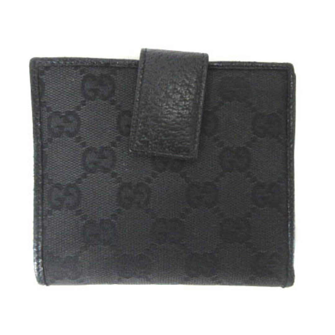 グッチ ホック 二つ折り財布 ウォレット GGキャンバス 黒 財布
