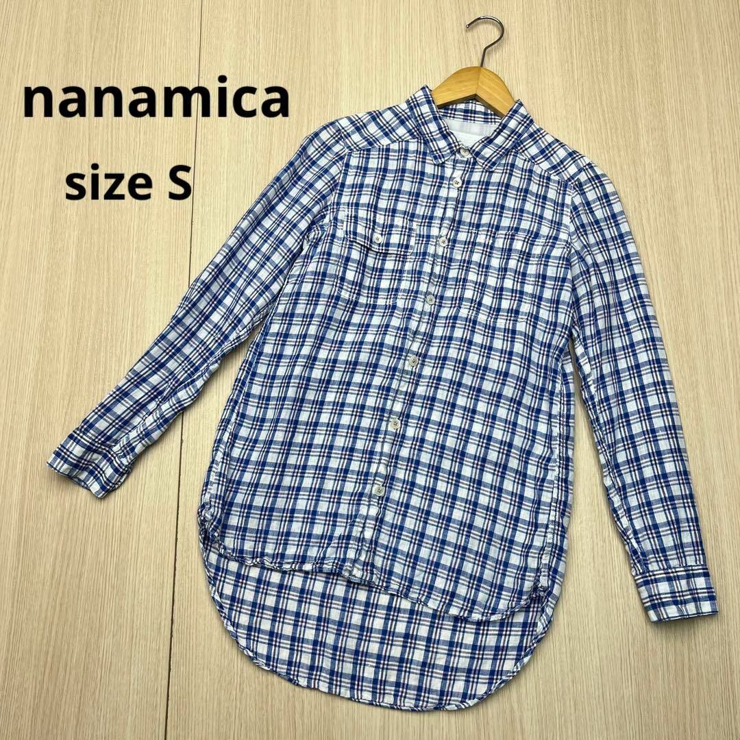 ● nanamica ナナミカ　シャツ　ロングスリーブ　チェック　ブルー系