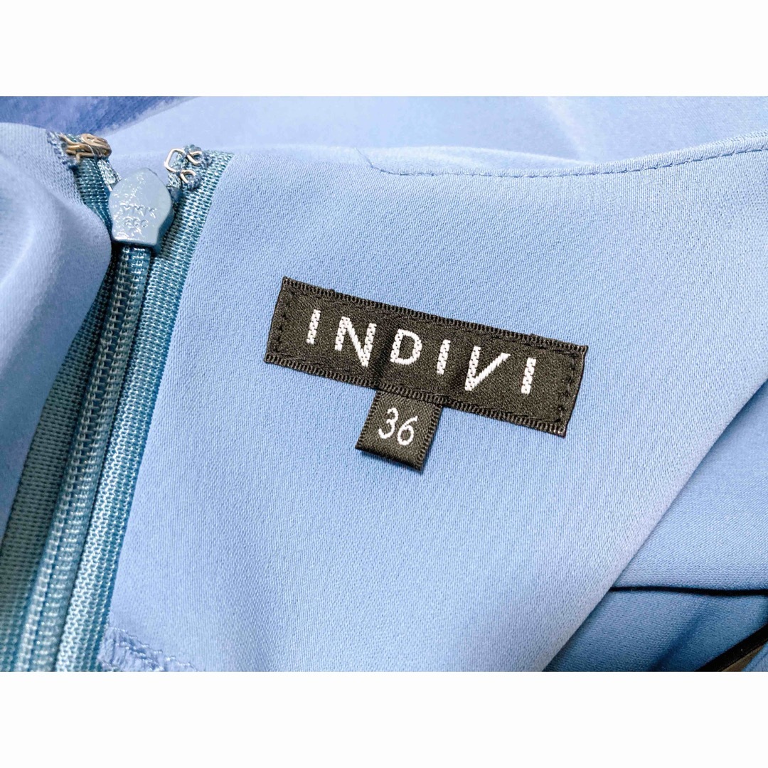 INDIVI(インディヴィ)のINDIVI 水色ワンピース レディースのワンピース(ひざ丈ワンピース)の商品写真