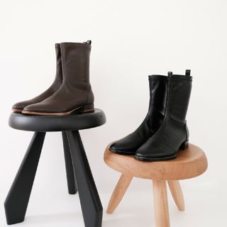 シールームリン(SeaRoomlynn)のシールームリン　ブラウン　ECO LEATHER FIT フラットショートブーツ(ブーツ)