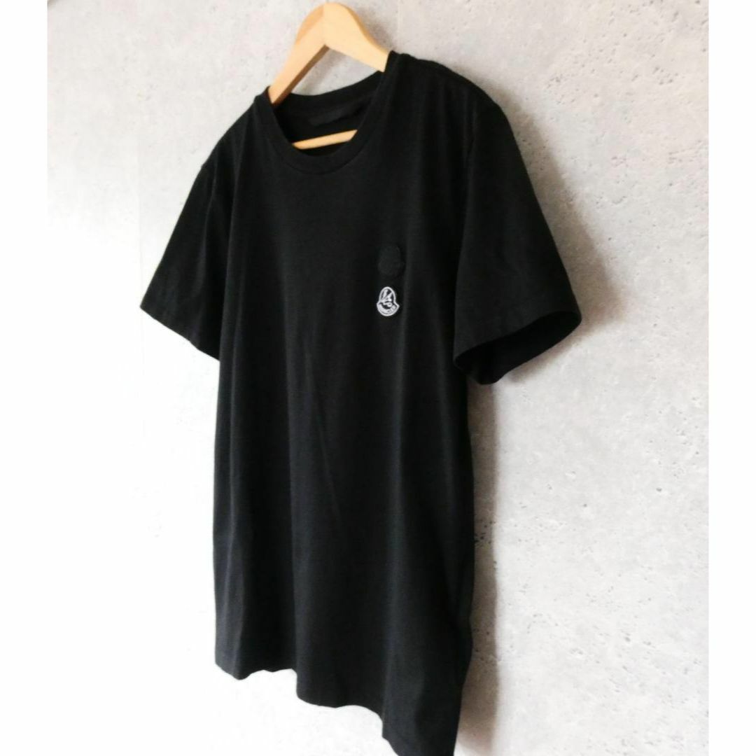 良品 綺麗 MONCLER ロゴ ダブルワッペン クルーネック 半袖 Tシャツ