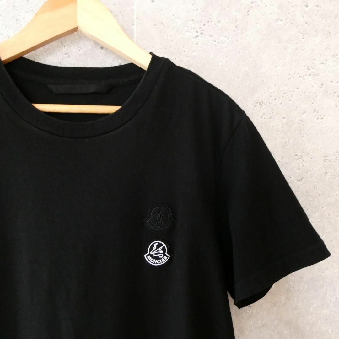 良品 綺麗 MONCLER ロゴ ダブルワッペン クルーネック 半袖 Tシャツ