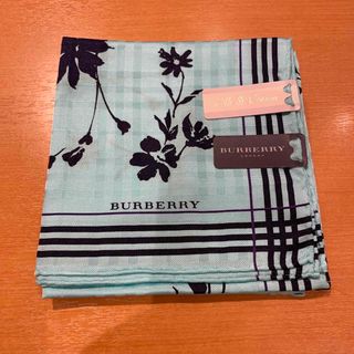 バーバリー(BURBERRY)のバーバリーシルク綿スカーフブルー(バンダナ/スカーフ)