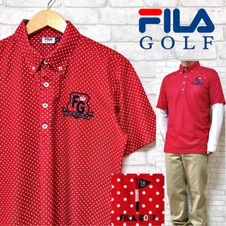 フィラ(FILA)のFILA GOLF フィラゴルフ ドット柄 ポロシャツ 刺繍ロゴ(ウエア)